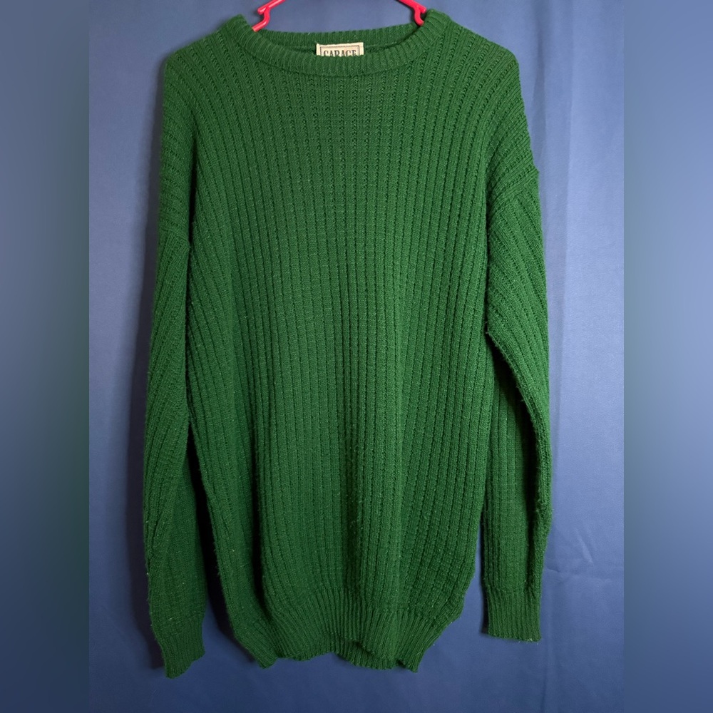 Vintage GARAGE Long Green Knit Sweater - Women’s Large - EUC